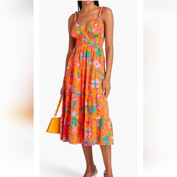 Derek Lam 10 Crosby Cecelia Tiered Linen Blend MidiDress Size 2 - Picture 2 of 11